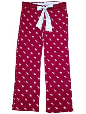 Abercrombie vintage moose pattern red pajama pants with decoration tie